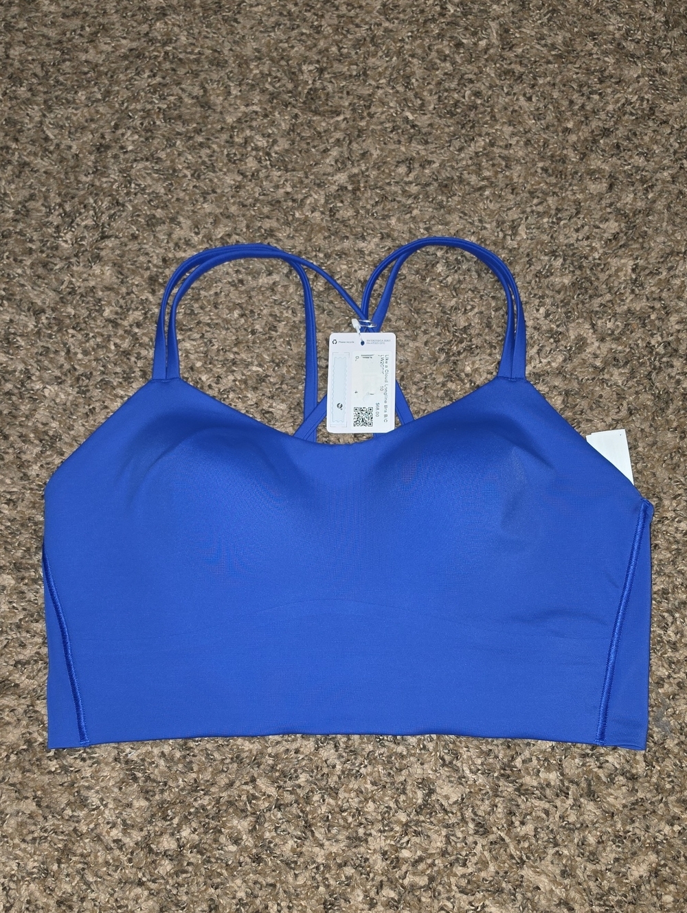 Lululemon Like A Cloud Longline Bra. B/C! Beach Ball Blue! Sz 10